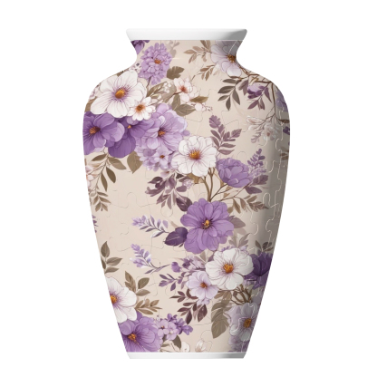 3D Graceful Purple Peony Series Puzzle Short-Necked Vase  - (120 Pieces) 