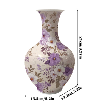 3D Graceful Purple Peony Series Long Neck Round Puzzle Vase - (160 Pieces)