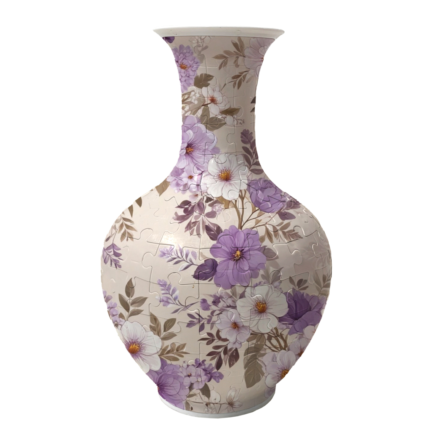 3D Graceful Purple Peony Series Long Neck Round Puzzle Vase - (160 Pieces)