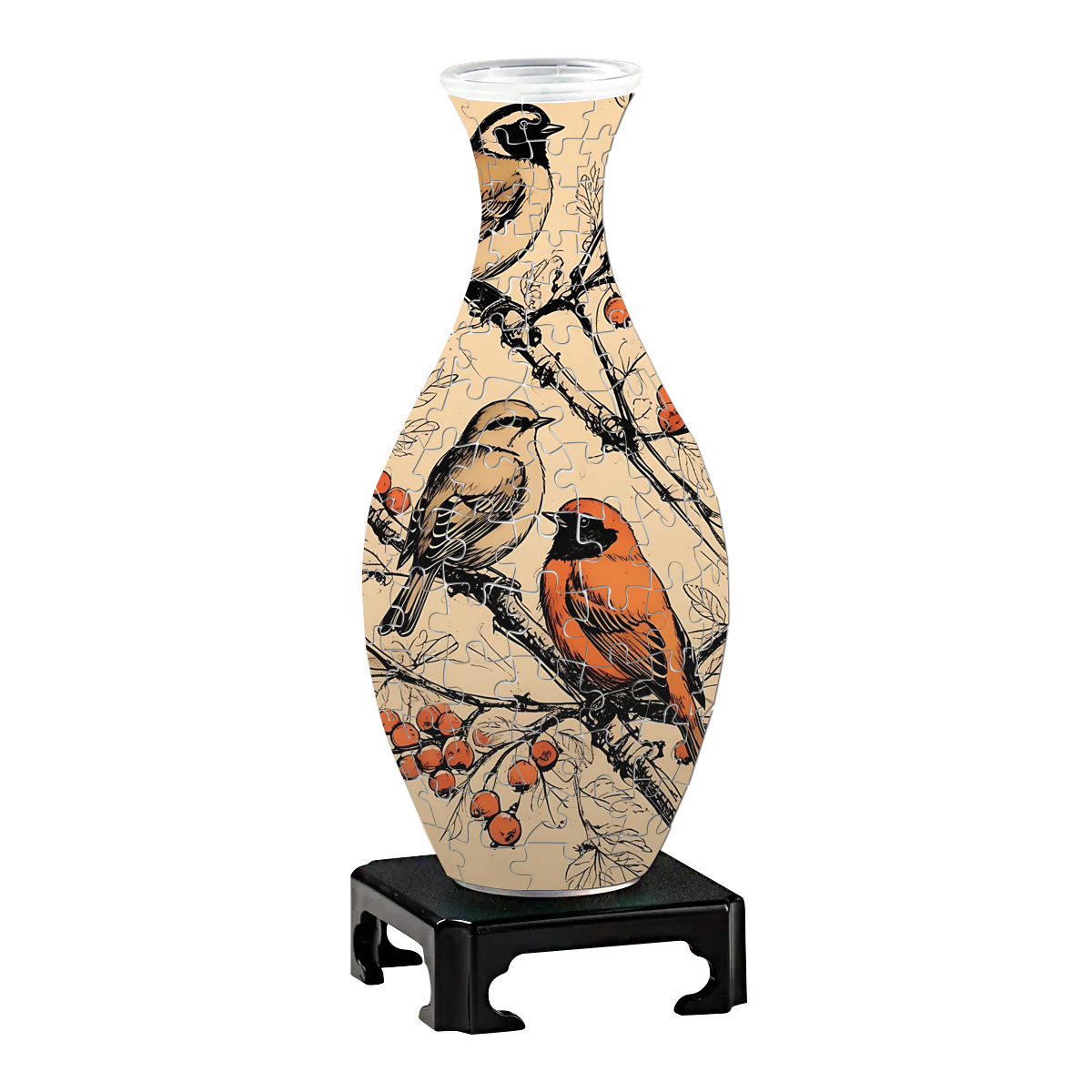 Wild Birds And Red Bean Fruit Series Puzzle Vase - (160 Pieces)
