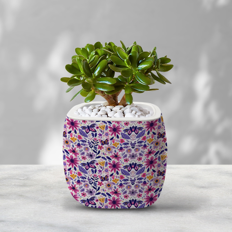 3D Purple Sunflower Flower Leaves And Butterflies Flower Pot Puzzle - ( 96 Piece )