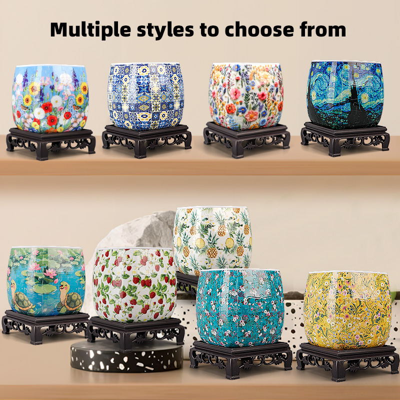 3D Multi Color Hollyhock Flower Pot Puzzle - ( 96 Piece )