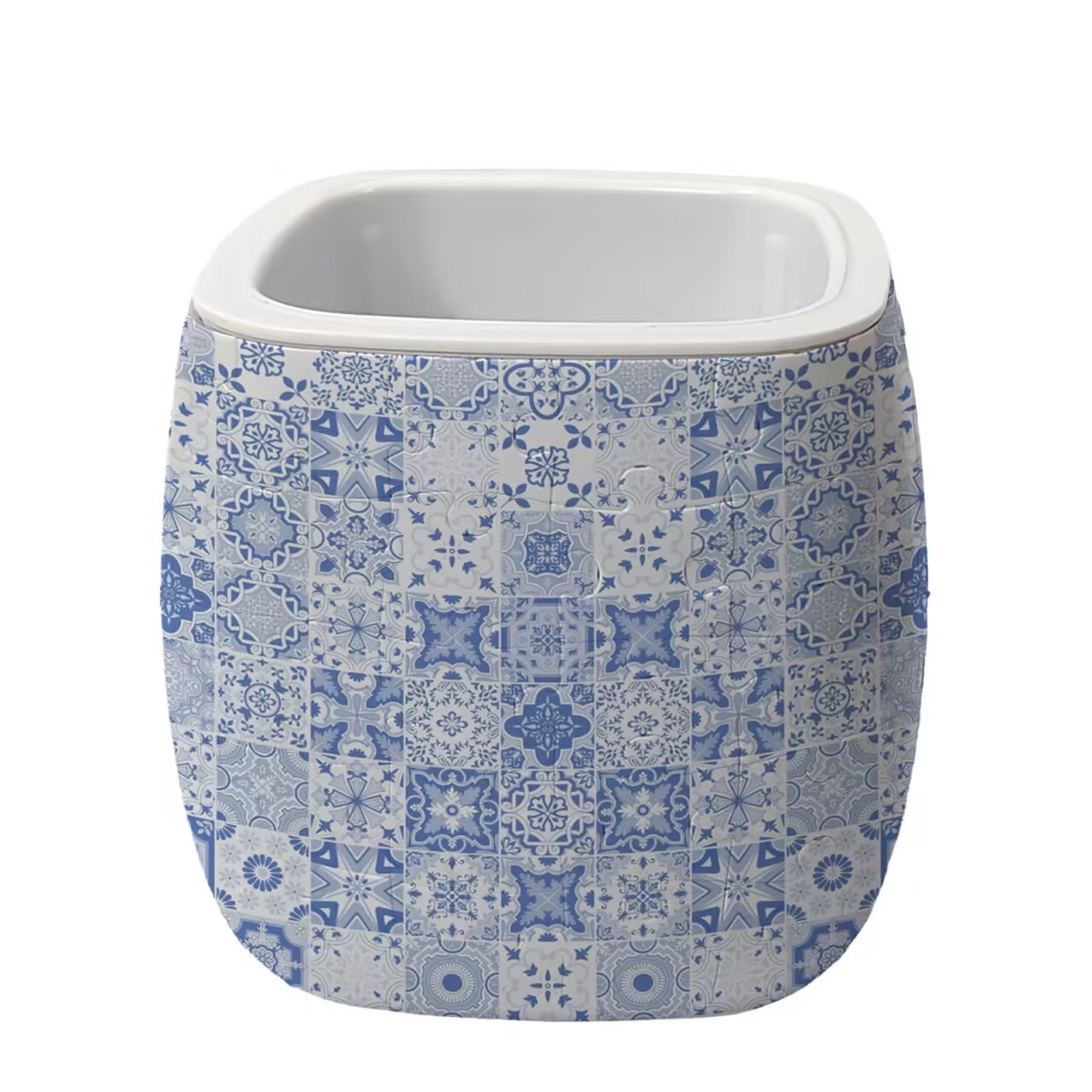 3D Glacier Blue Linear Totem Pattern Flower Pot Puzzle - ( 96 Piece )