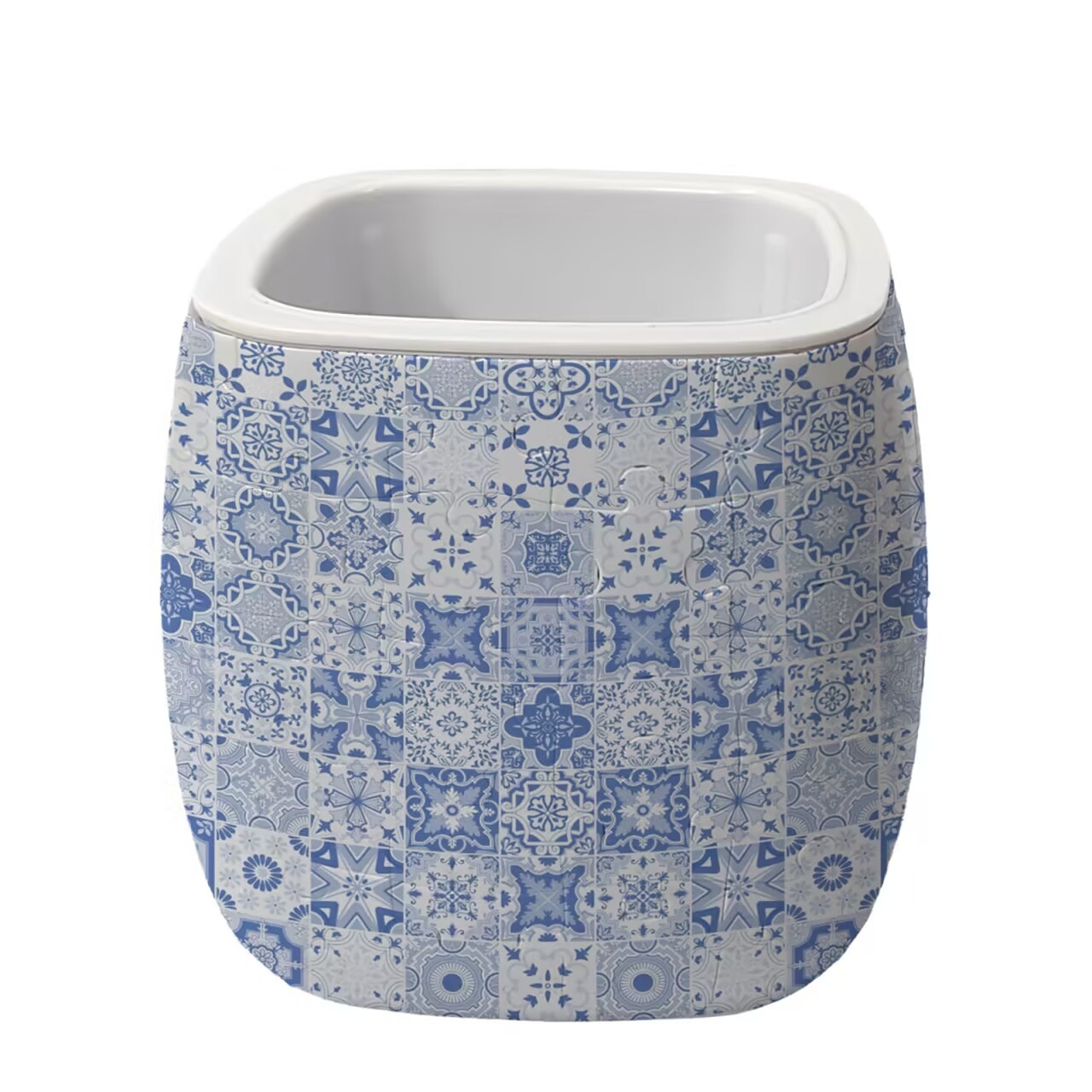 3D Glacier Blue Linear Totem Pattern Flower Pot Puzzle - ( 96 Piece )