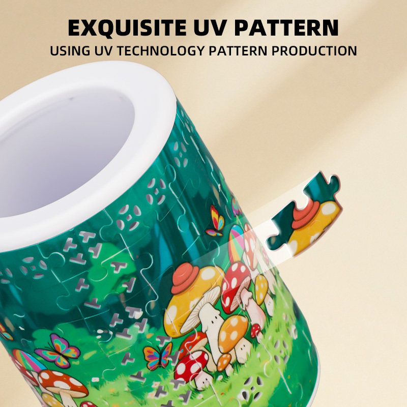 3D Forest Mushroom Tribal Style LED Lights Skeleton Puzzle Cylinder Vase - (84 Pieces)💡