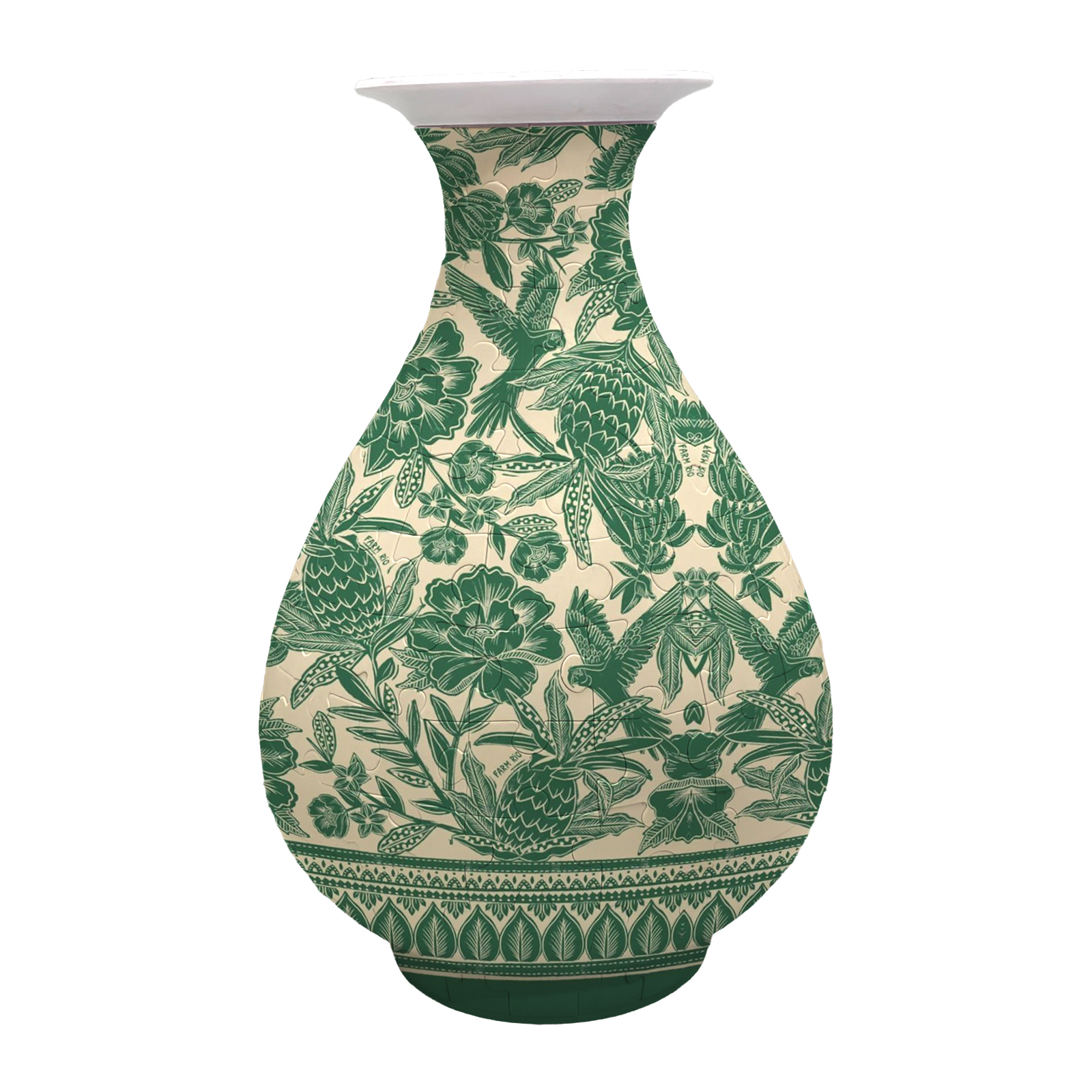3D Magical Green Peony And Pineapple Series Puzzle Round Belly Vase - (162 Pieces)