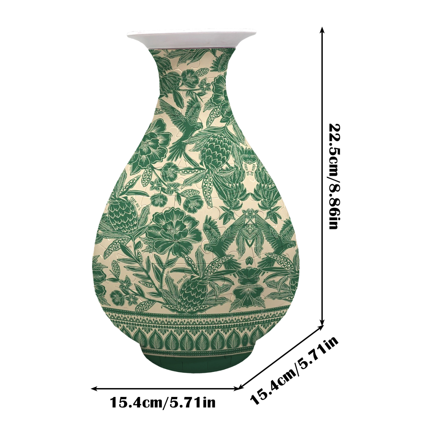 3D Magical Green Peony And Pineapple Series Puzzle Round Belly Vase - (162 Pieces)