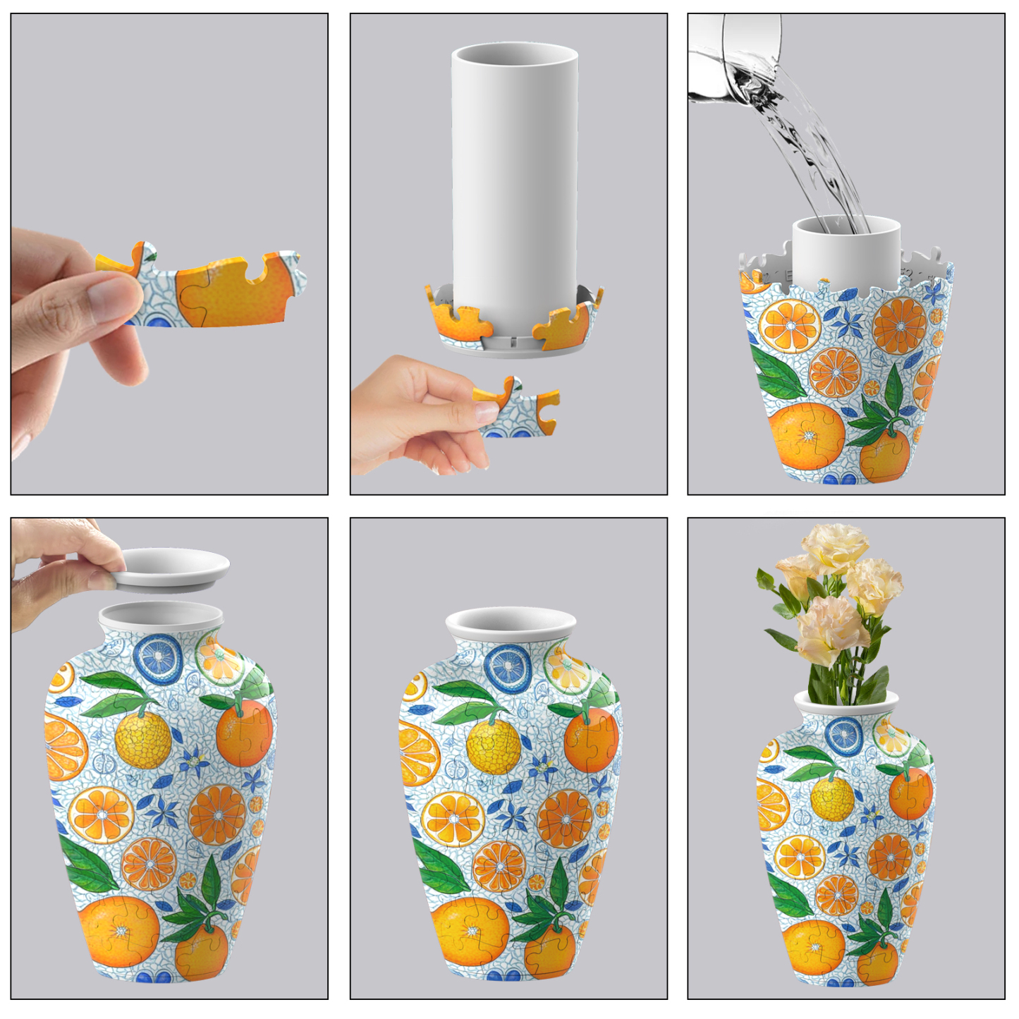 Ice-cold Refreshing Mandarin Orange -Summer Only Series Puzzle Short-Necked Vase  - (120 Pieces) 