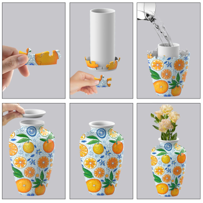 Ice-cold Refreshing Mandarin Orange -Summer Only Series Puzzle Short-Necked Vase  - (120 Pieces) 