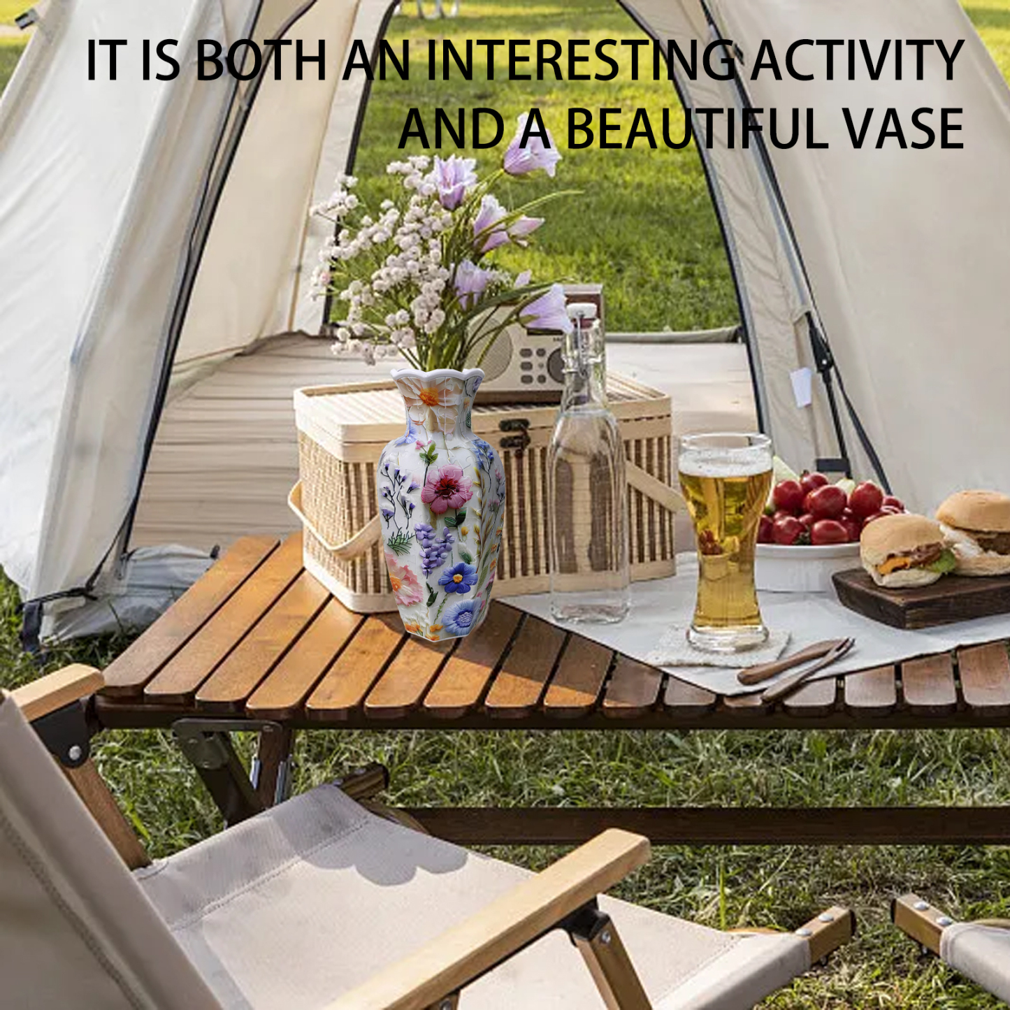 Three-Dimensional Floral -Shaped Neck Long Vase Jigsaw Puzzle (164 Pieces)