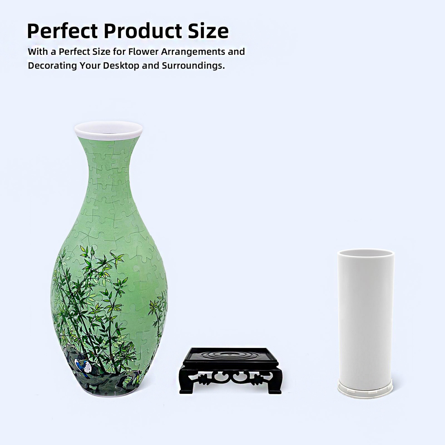 3D Bamboo And Birds Painting Style Jigsaw Puzzle Vase - (160 Pieces)