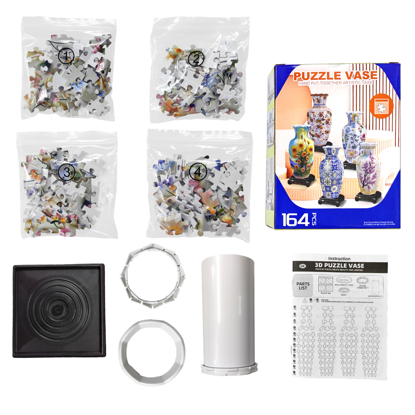 Three-Dimensional Floral -Shaped Neck Long Vase Jigsaw Puzzle (164 Pieces)