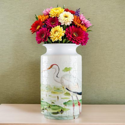 3D Lotus Flowers And Red-Crowned Cranes Style Puzzle Jar - (162 Pieces)