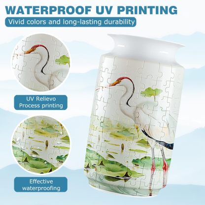 3D Lotus Flowers And Red-Crowned Cranes Style Puzzle Jar - (162 Pieces)