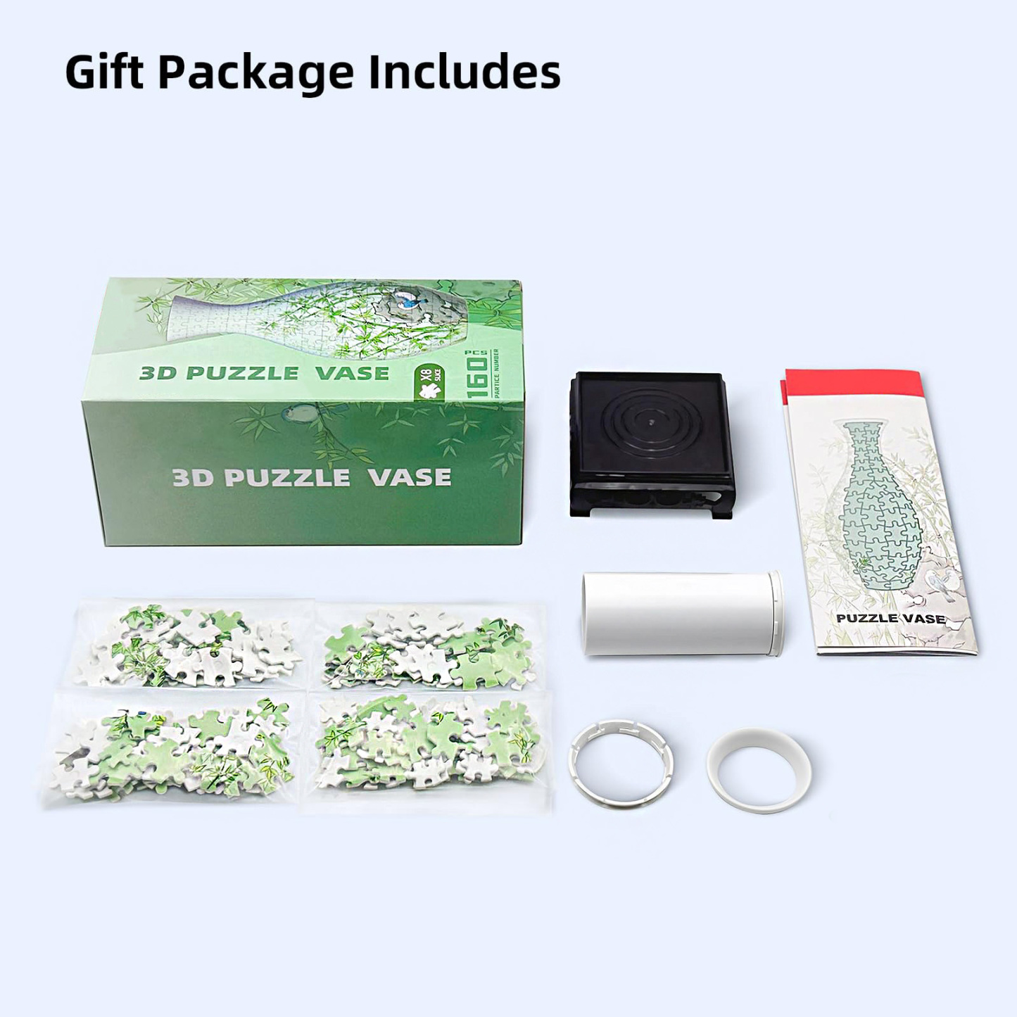 3D Bamboo And Birds Painting Style Jigsaw Puzzle Vase - (160 Pieces)