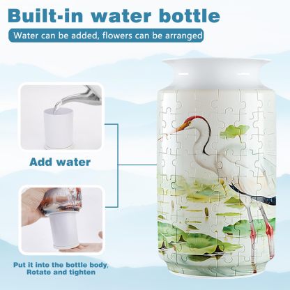 3D Lotus Flowers And Red-Crowned Cranes Style Puzzle Jar - (162 Pieces)