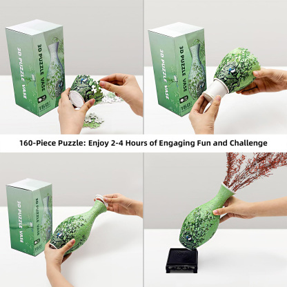 3D Bamboo And Birds Painting Style Jigsaw Puzzle Vase - (160 Pieces)