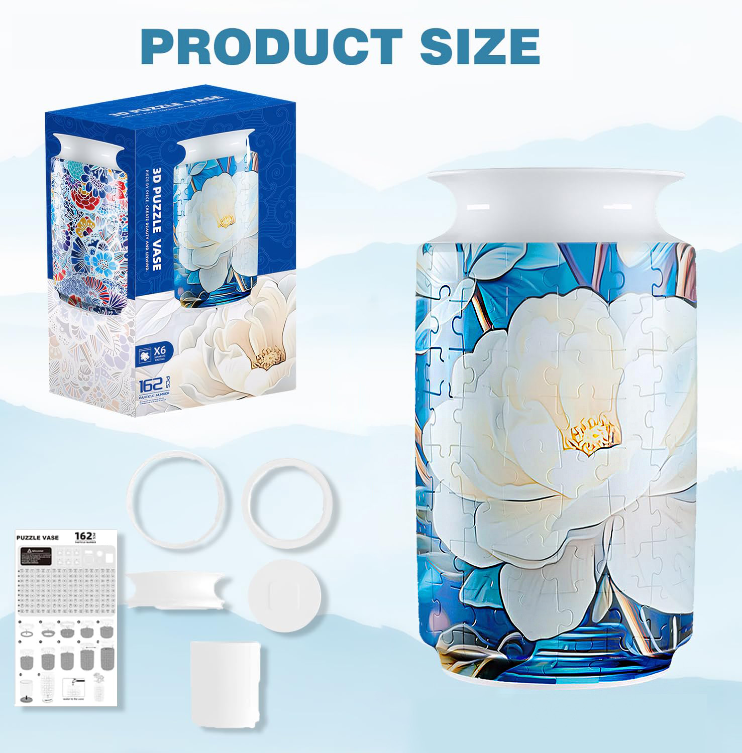 3D White Orchid Style Puzzle Jar - (162 Pieces)