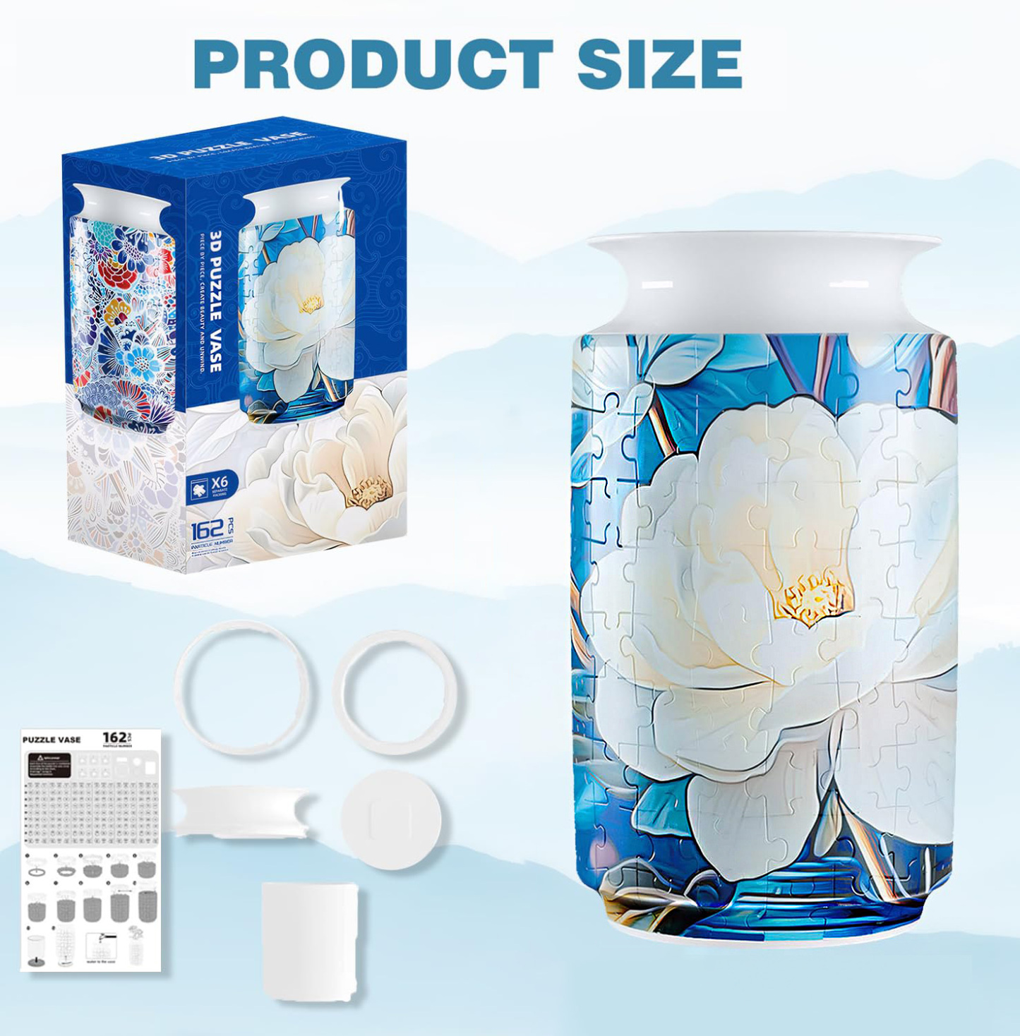 3D White Orchid Style Puzzle Jar - (162 Pieces)