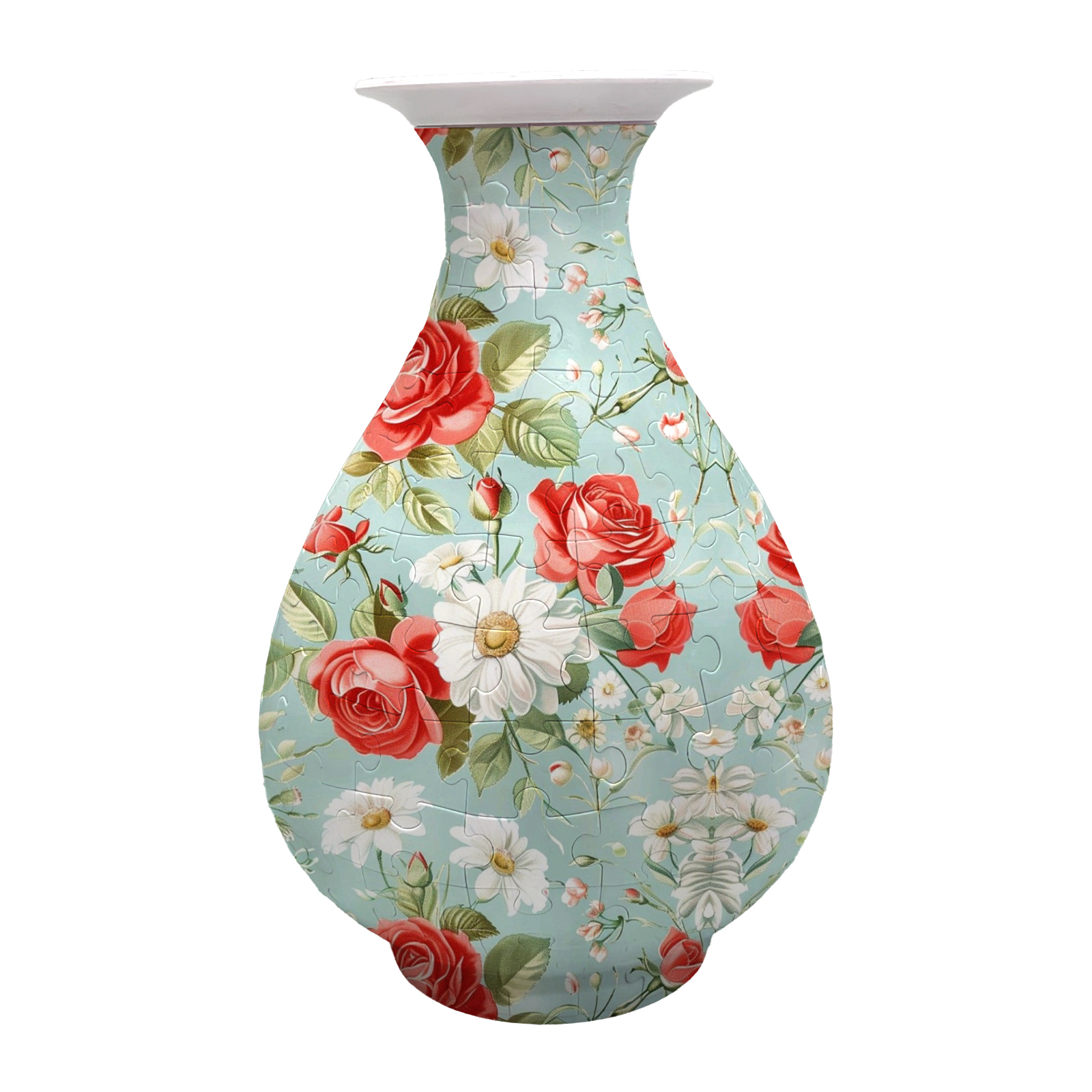 3D Pastoral Style Daisies And Roses Puzzle Round Belly Vase - (162 Pieces)