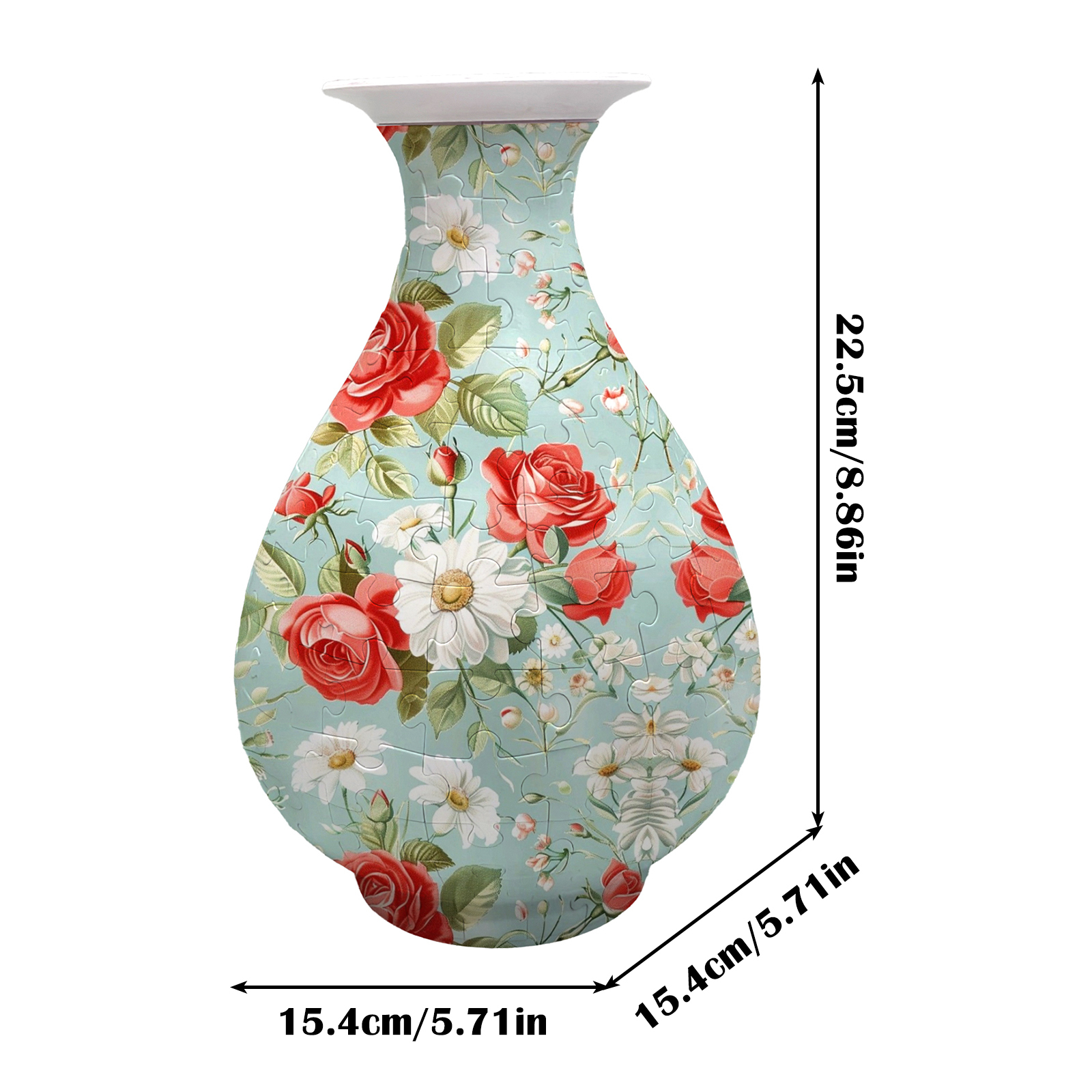 3D Pastoral Style Daisies And Roses Puzzle Round Belly Vase - (162 Pieces)