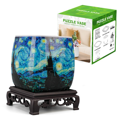 3D The Starry Night Flower Pot Puzzle - ( 96 Piece )