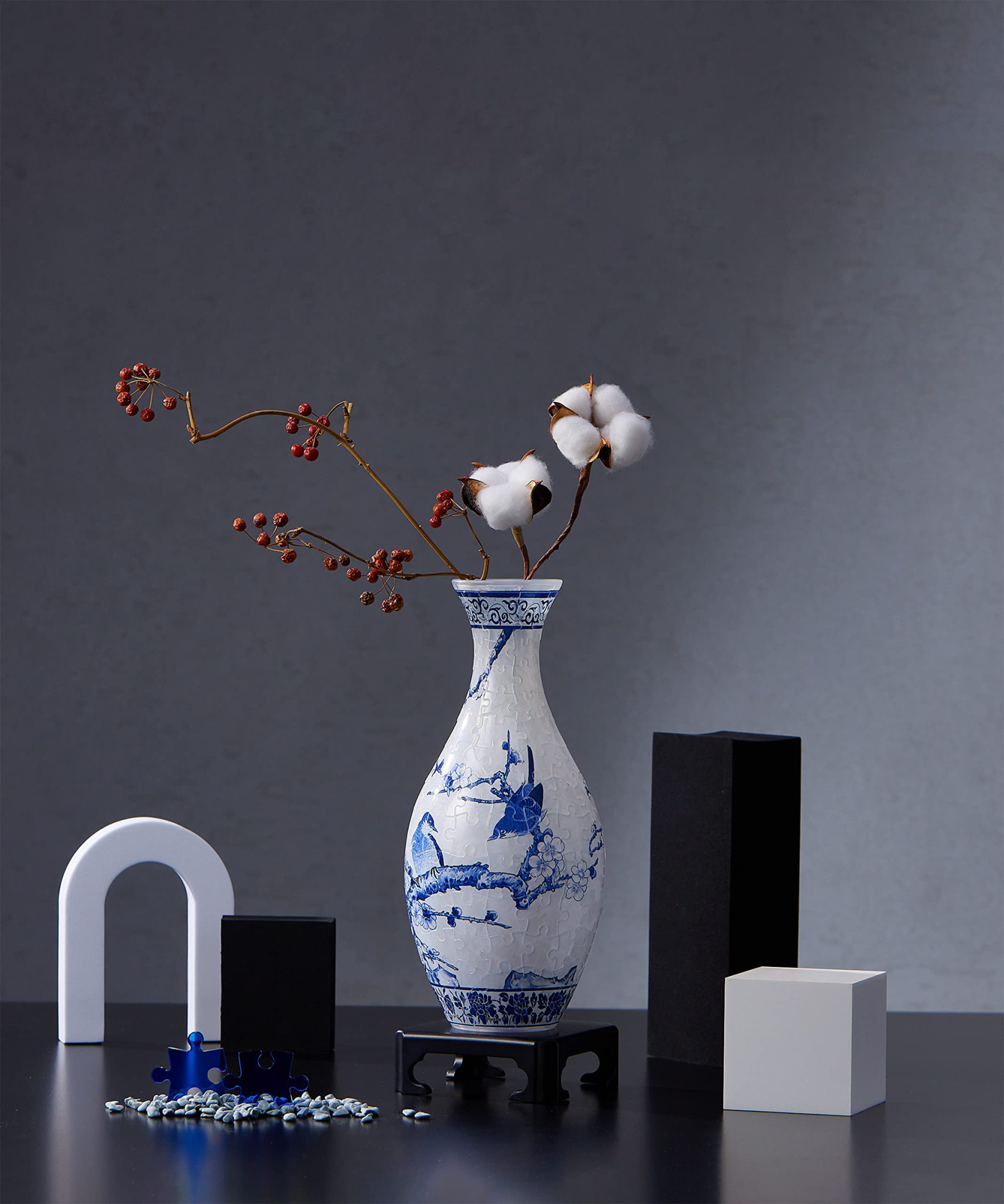 3D Linear Vintage Two Birds Talking Puzzle Vase - (160 Pieces)