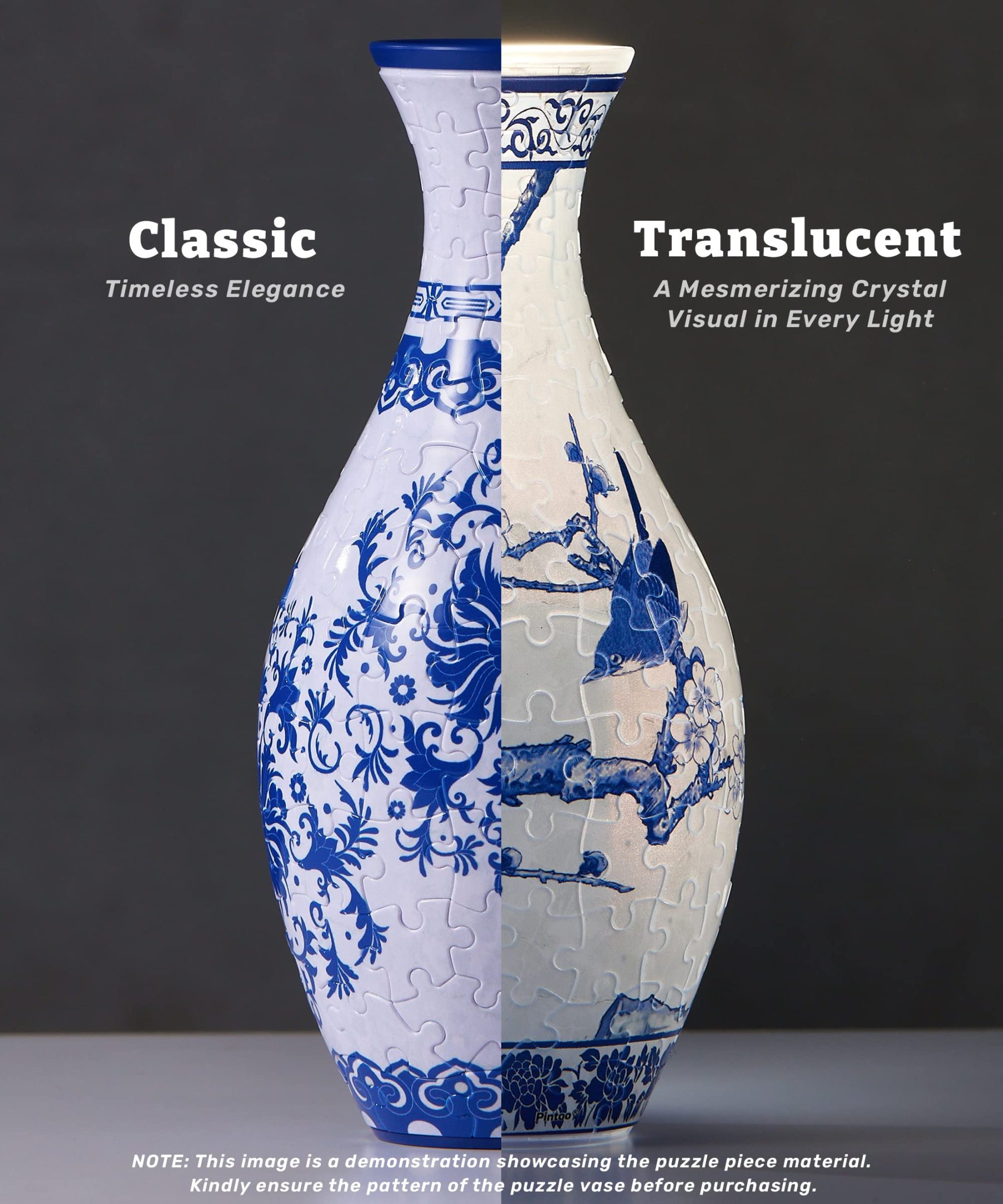 3D Linear Vintage Two Birds Talking Puzzle Vase - (160 Pieces)