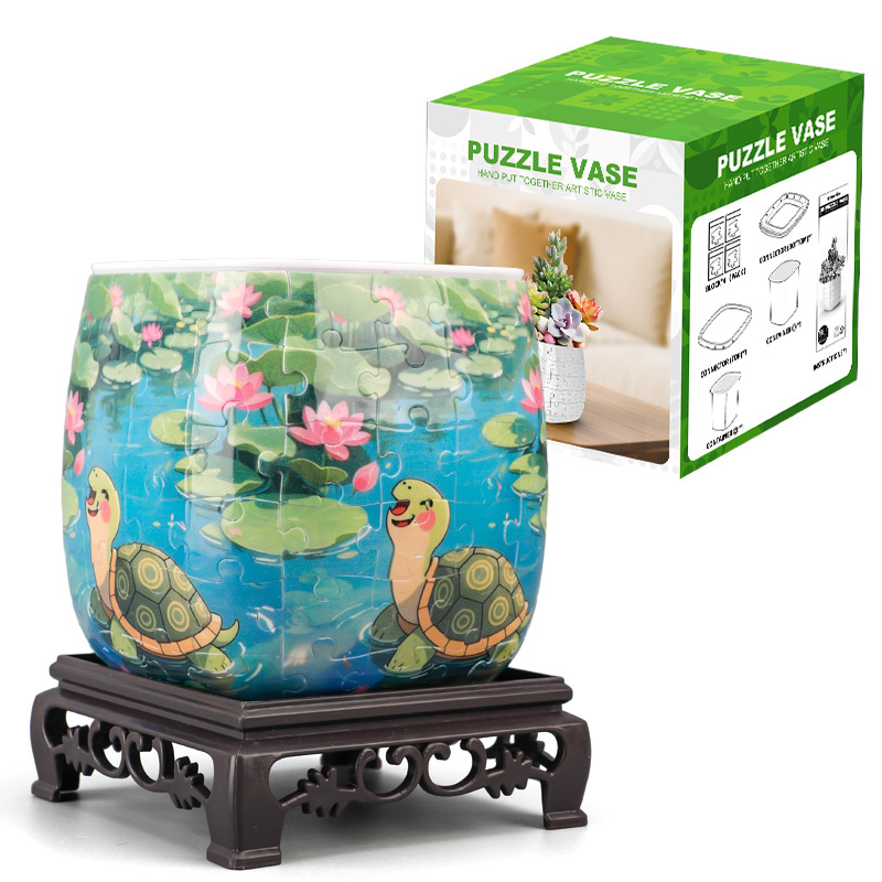 3D Summer Lotus Turtle Flower Pot Puzzle - ( 96 Piece )