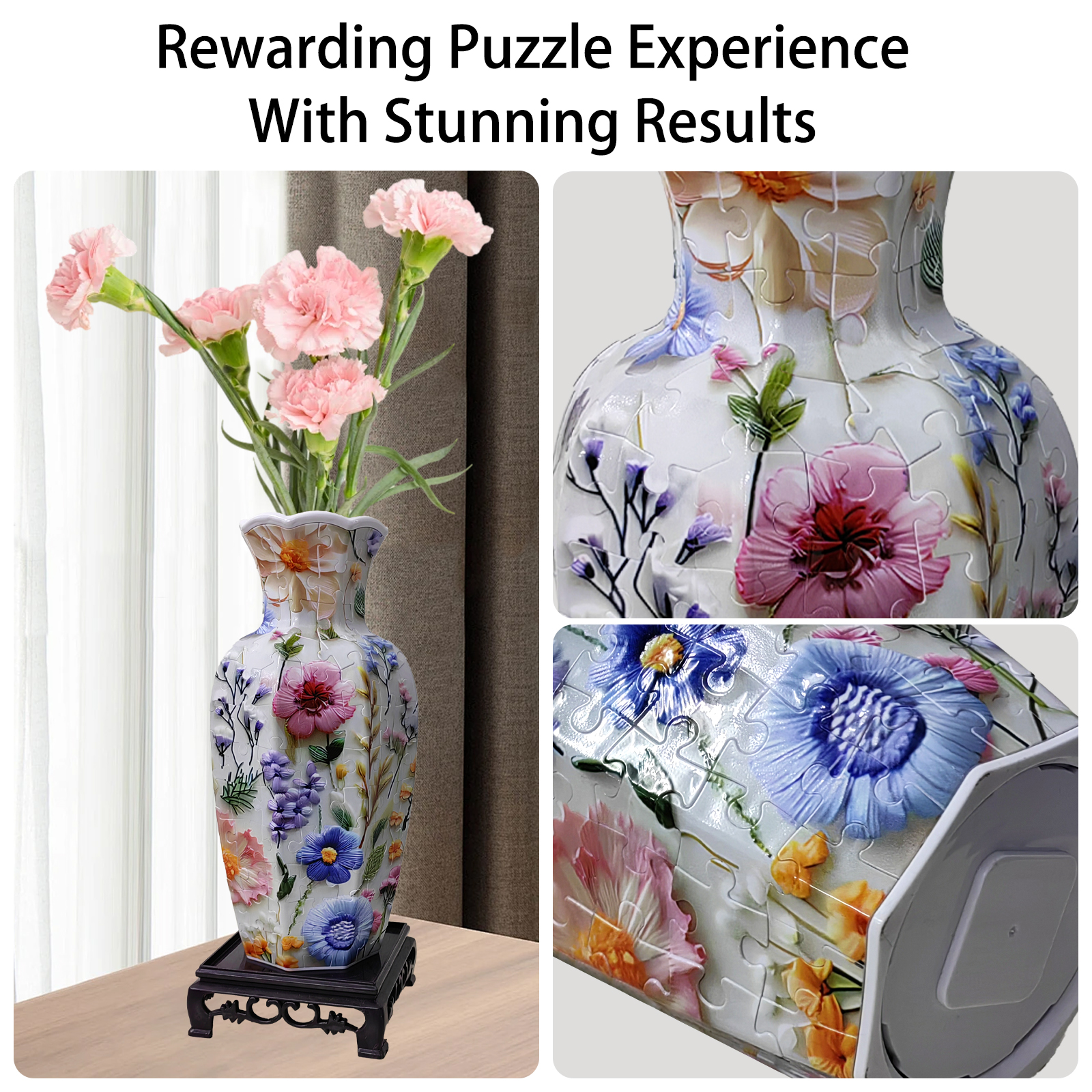 Three-Dimensional Floral -Shaped Neck Long Vase Jigsaw Puzzle (164 Pieces)