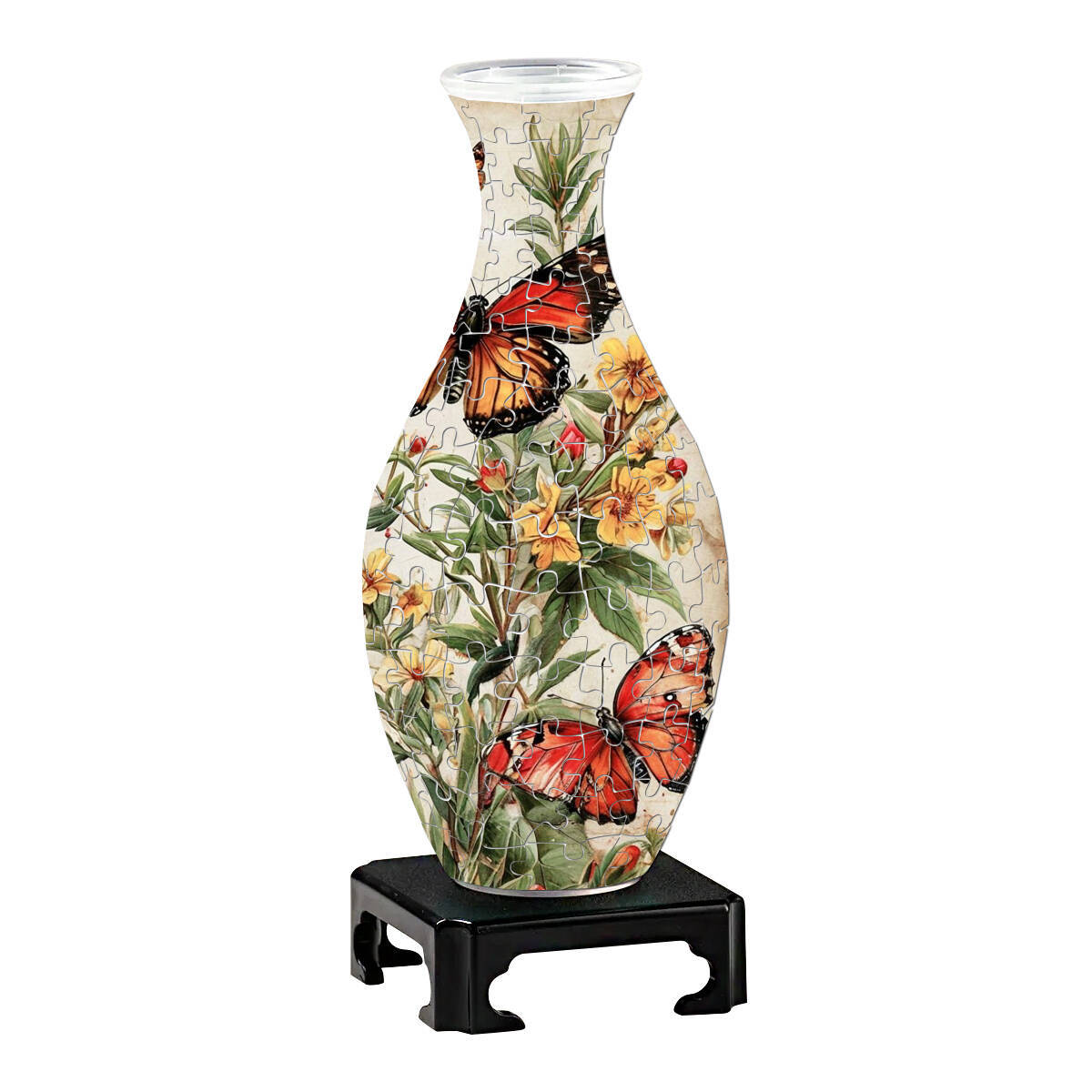 3D Monarch Danaus plexippus And Flowers Series Puzzle Vase - (160 Pieces)