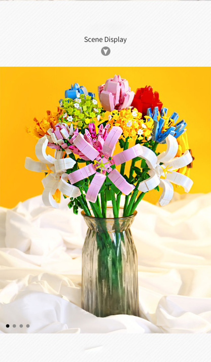 Forget ME NOT (Pink) Bouquet Building Block, Flower Series Model Kit, Building Block Flower Toy Set Compatible with Lego Flowers (without vase) (Color:D)