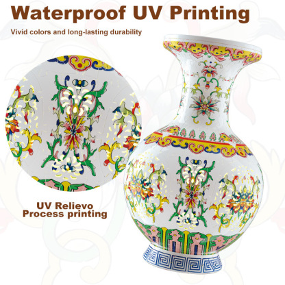 3D White Jade Flower Totem Pattern Style Puzzle Medium Vase - (200Pieces)💡