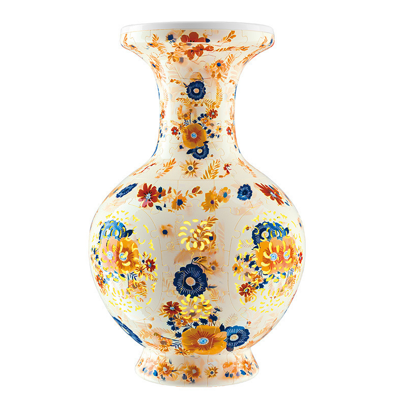 3D Yellow Sunflower Style LED Light Puzzle Medium Vase - (200Pieces)💡