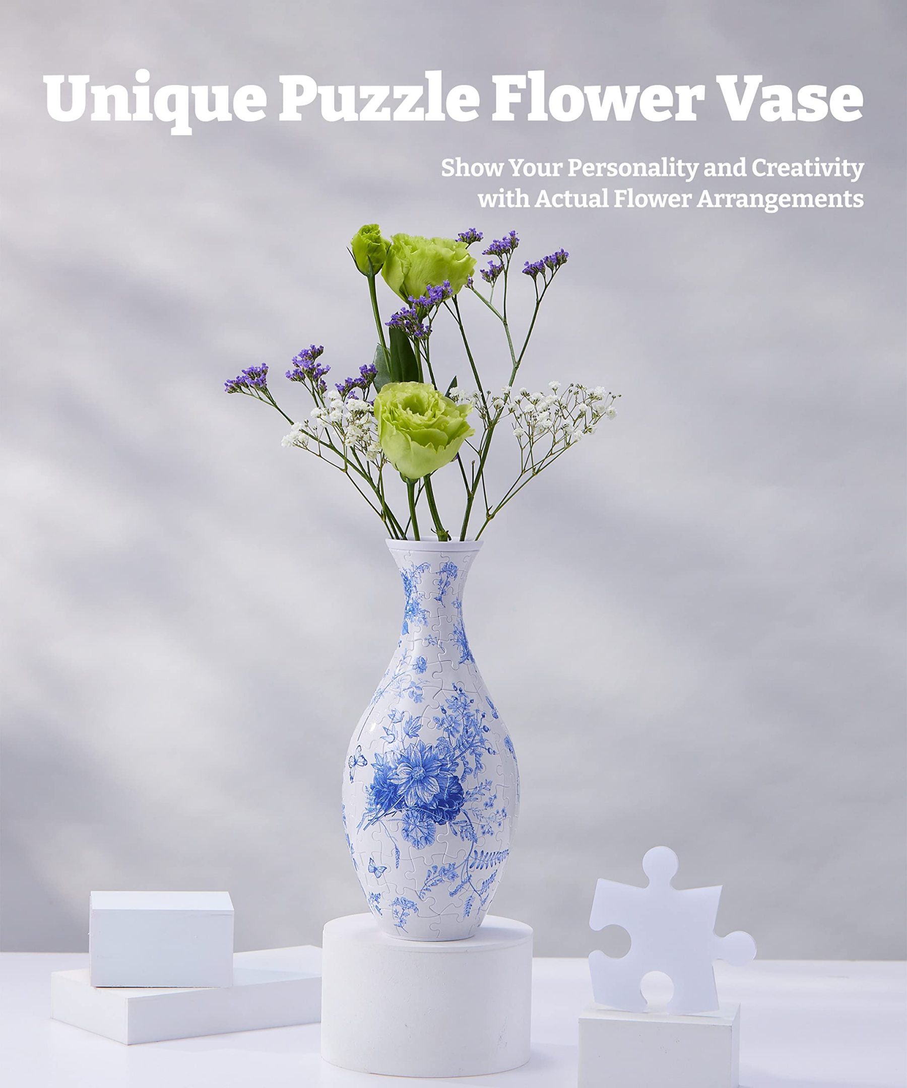 3D Linear Antique Vintage Totem Flower Puzzle Vase - (160 Pieces)