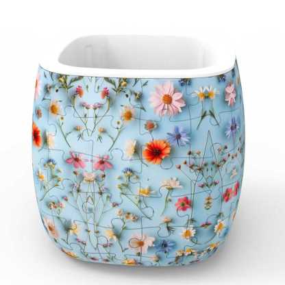 3D Blue Chrysanthemum Series Flower Pot Puzzle - ( 96 Piece )