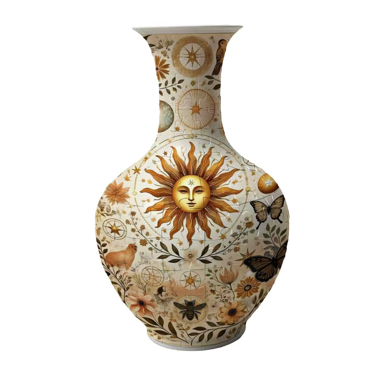 3D Sun Geometry Series Long Neck Round Puzzle Vase - (160 Pieces)