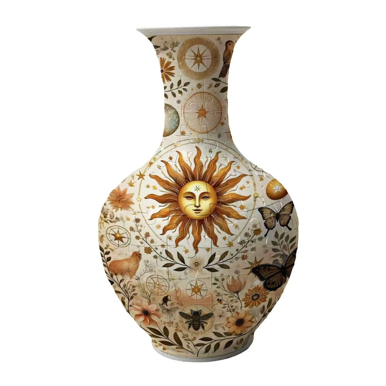3D Sun Geometry Series Long Neck Round Puzzle Vase - (160 Pieces)