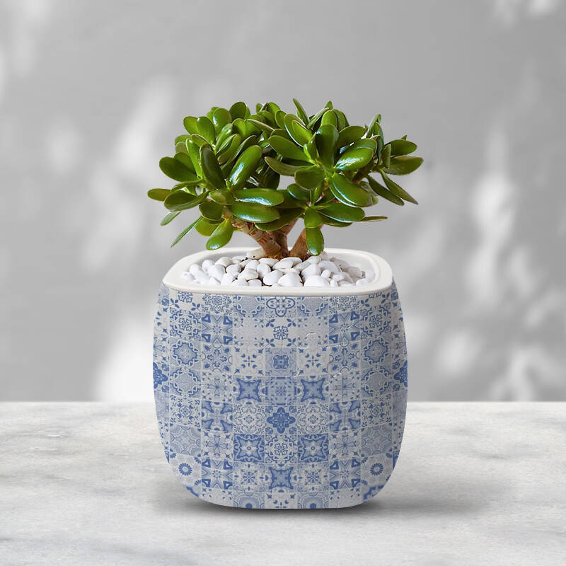 3D Glacier Blue Linear Totem Pattern Flower Pot Puzzle - ( 96 Piece )