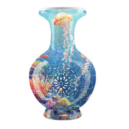 3D Secret Of Jellyfish On The Sea Floor Style LED Light Puzzle Large Vase - (200Pieces)💡