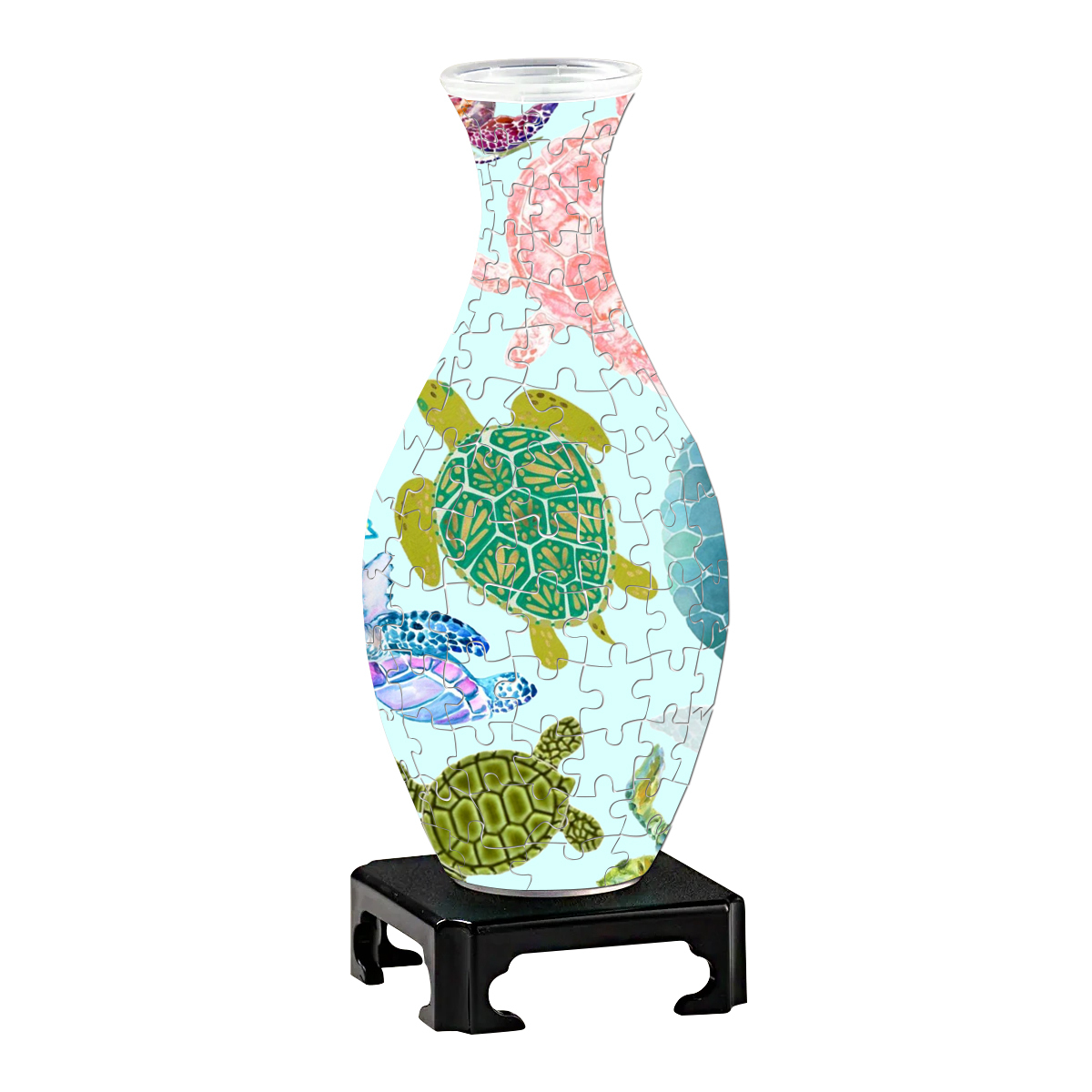 3D Chroma Sea Turtles Style Puzzle Vase - (160 Pieces)