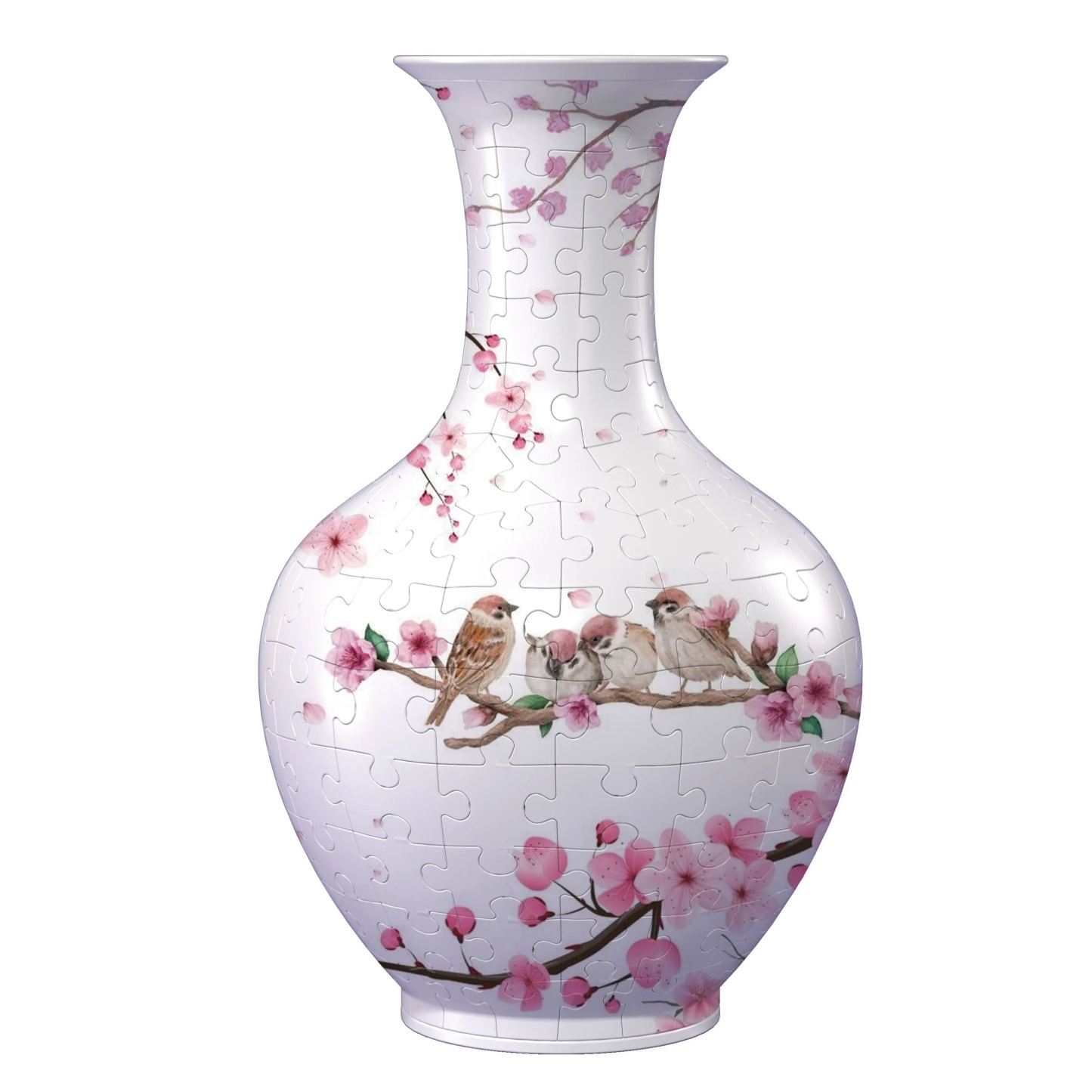 [Copy]3D Bird on Tree Series Long Neck Round Puzzle Vase - (160 Pieces)