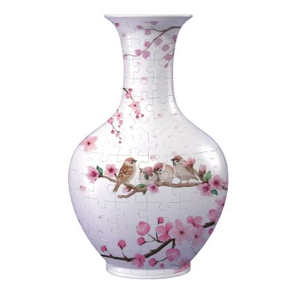 [Copy]3D Bird on Tree Series Long Neck Round Puzzle Vase - (160 Pieces)