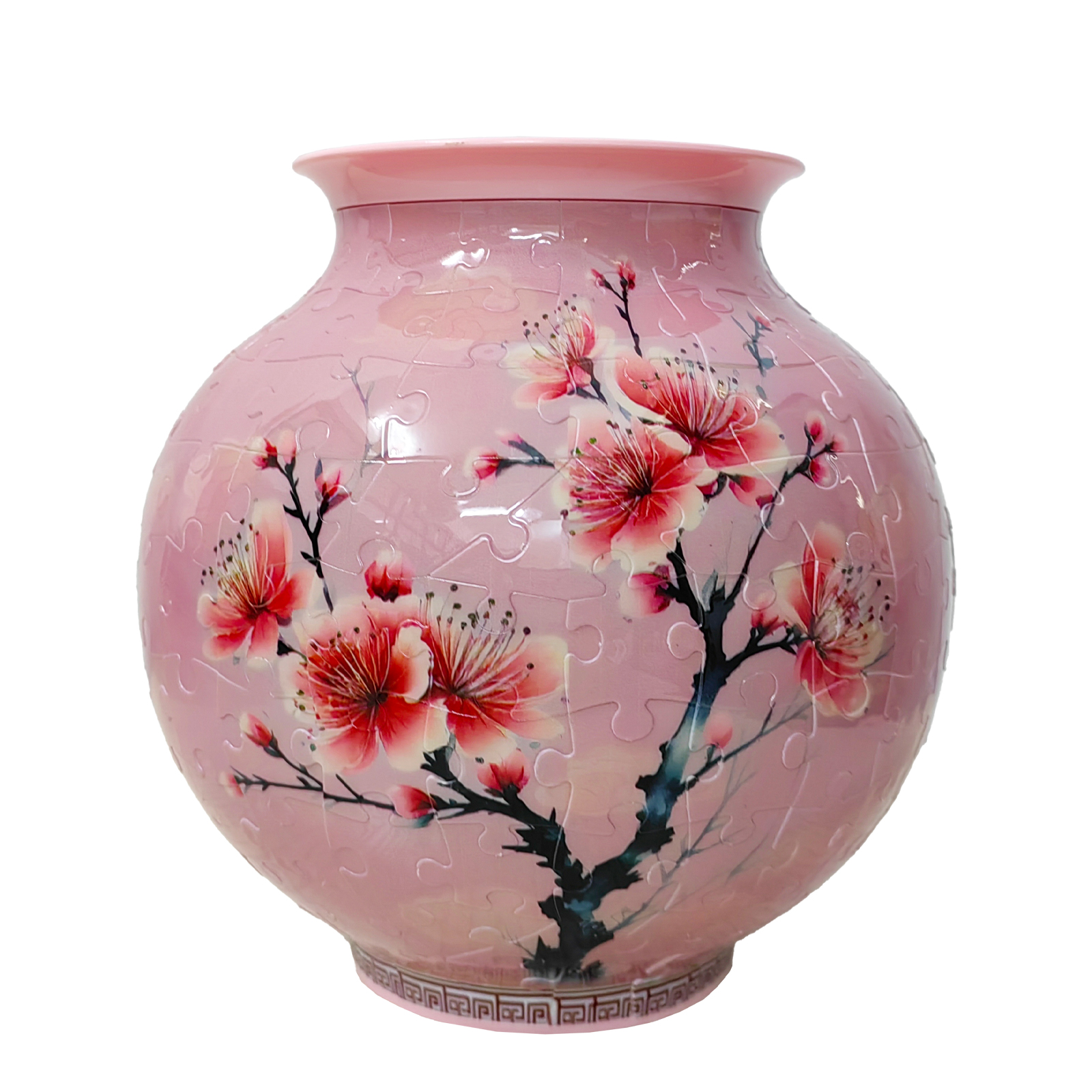 3D Pink Peach Blossom Series Round Flowerpot Puzzle