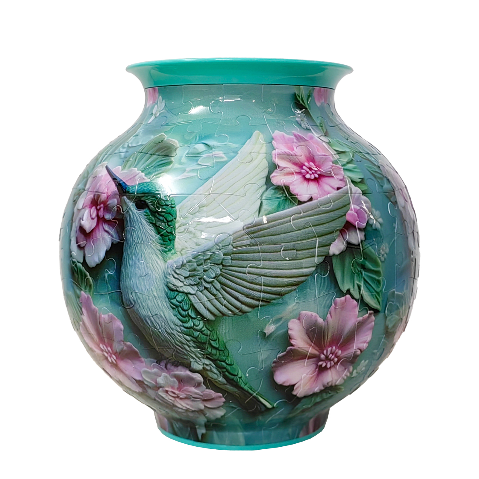 3D Hummingbird and Floral Series Round Flowerpot Puzzle