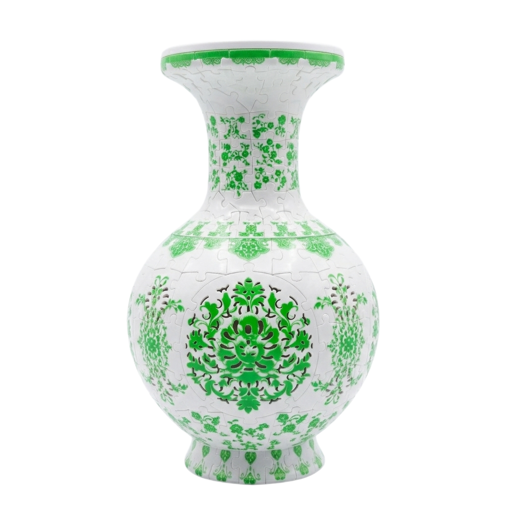 3D White and Green Pattern Style LED Light Puzzle Large Vase - (200Pieces)💡