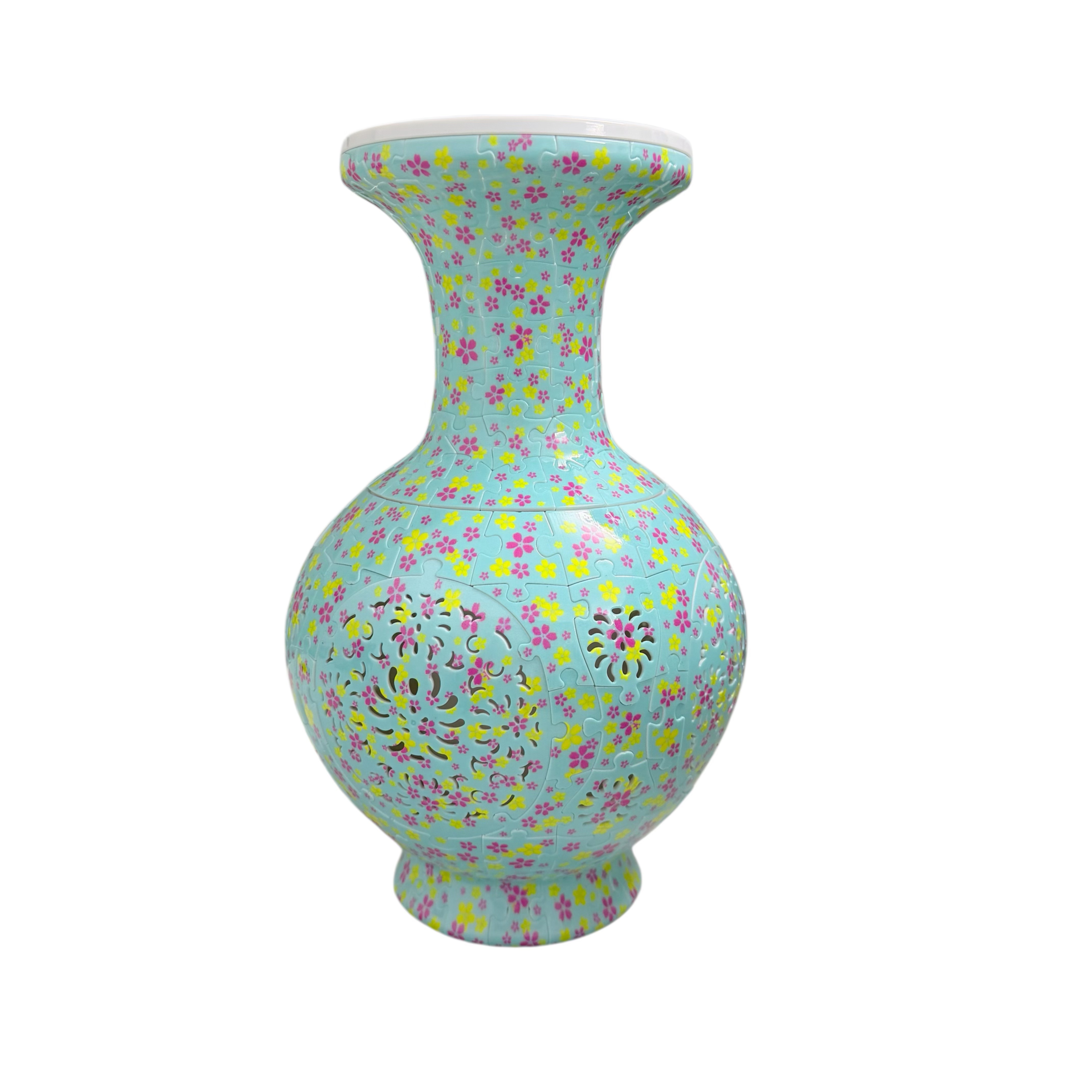 3D Yellow-Green Clover Style LED Light Puzzle Large Vase - (200Pieces)💡