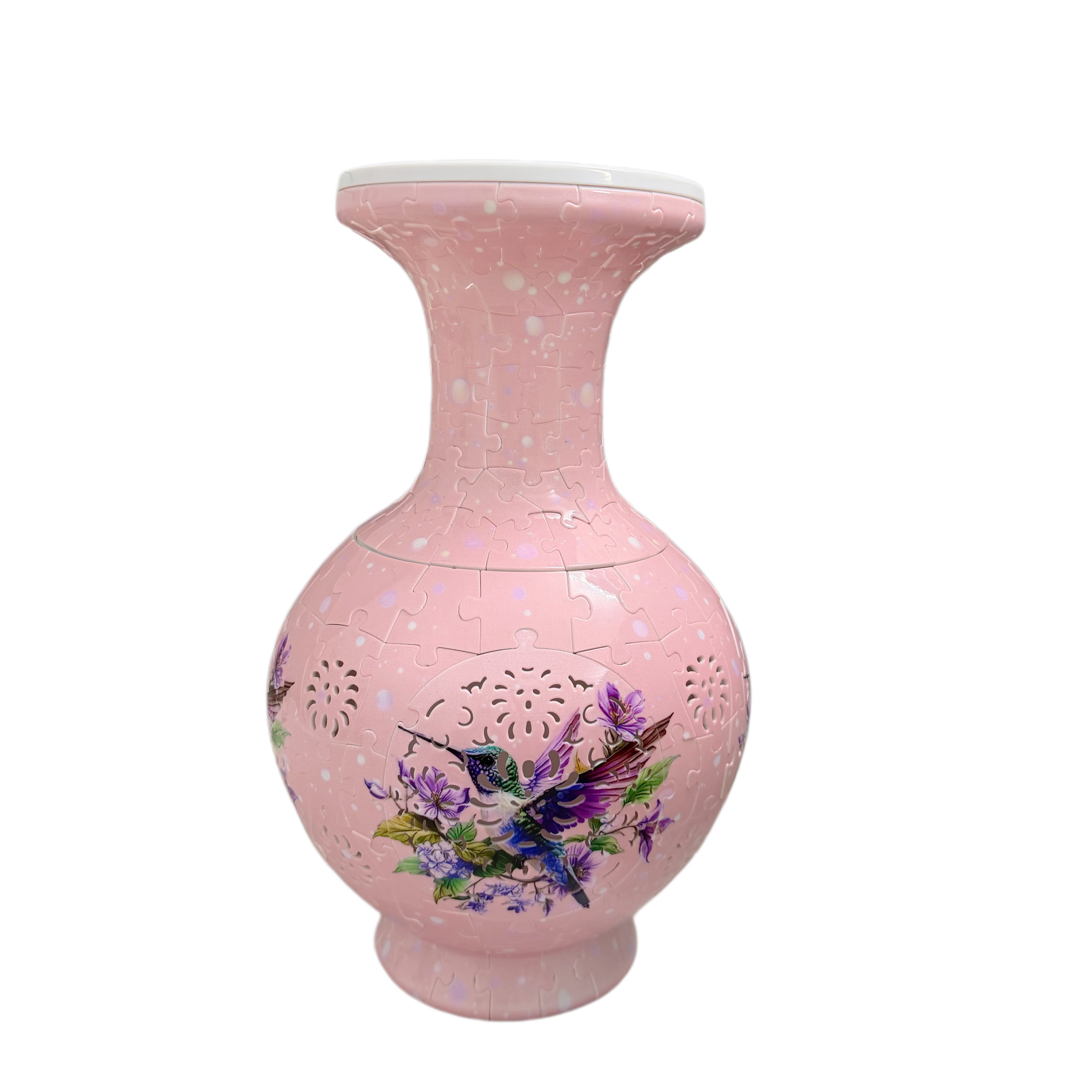 3D Pink Hummingbird Style LED Light Puzzle Large Vase - (200Pieces)💡
