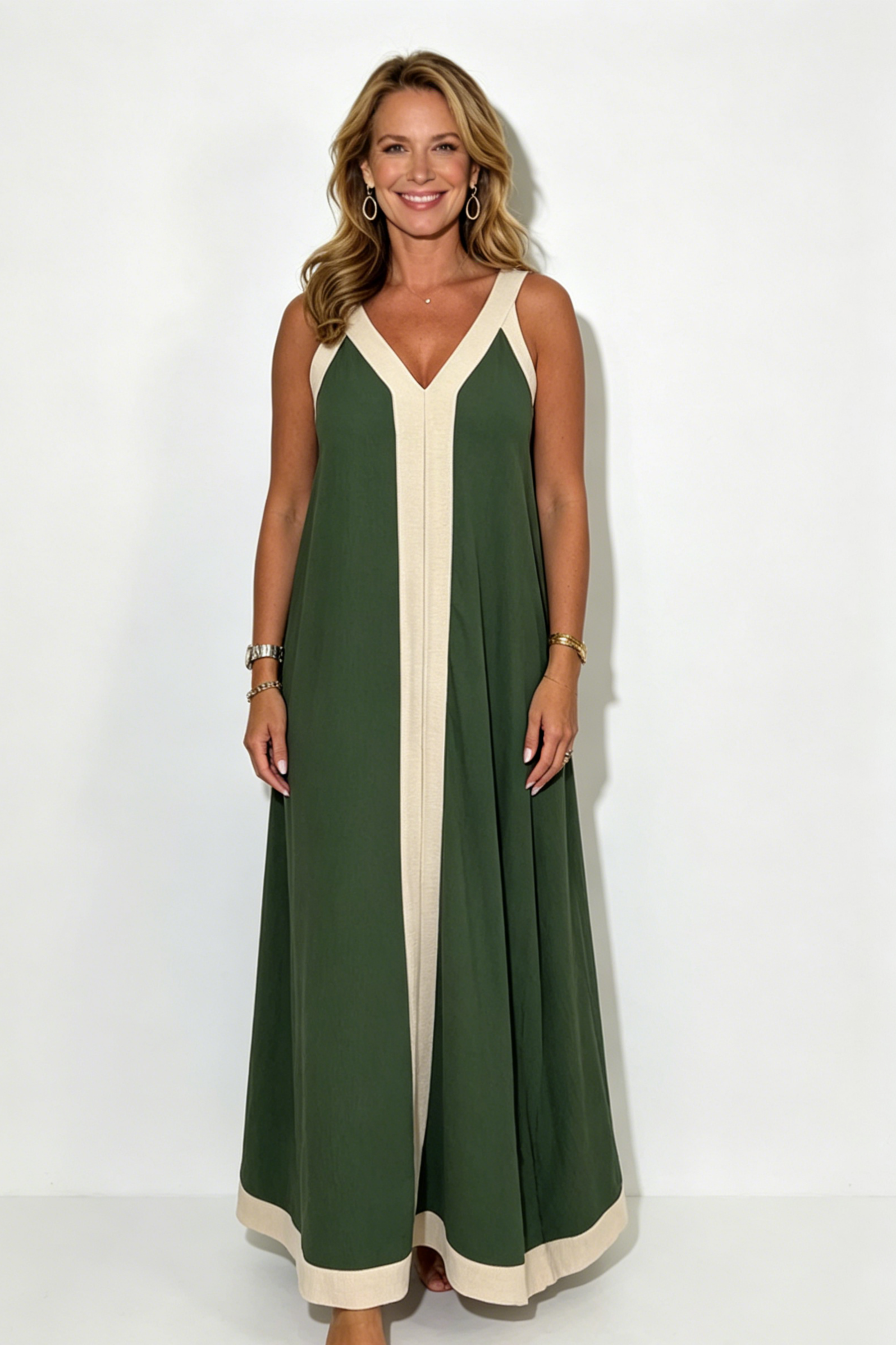 Panelled Trim Maxi Dress