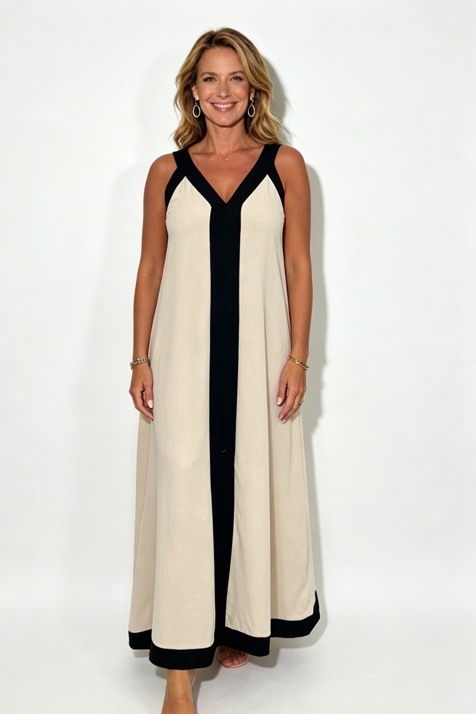 Panelled Trim Maxi Dress